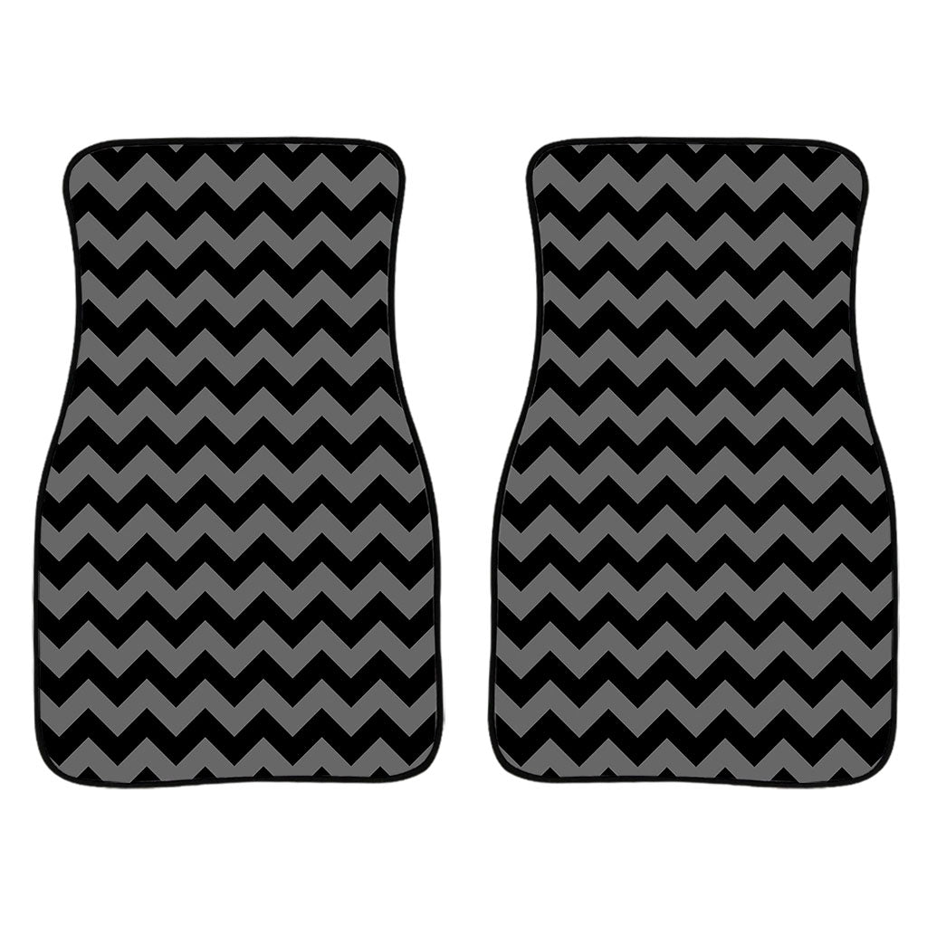 Grey And Black Chevron Pattern Print Front And Back Car Floor Mats/ Front Car Mat