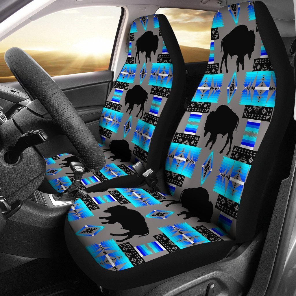 Grey And Blue Native Buffalo Universal Fit Car Seat Covers/ Buffalo Seat Cover For Auto