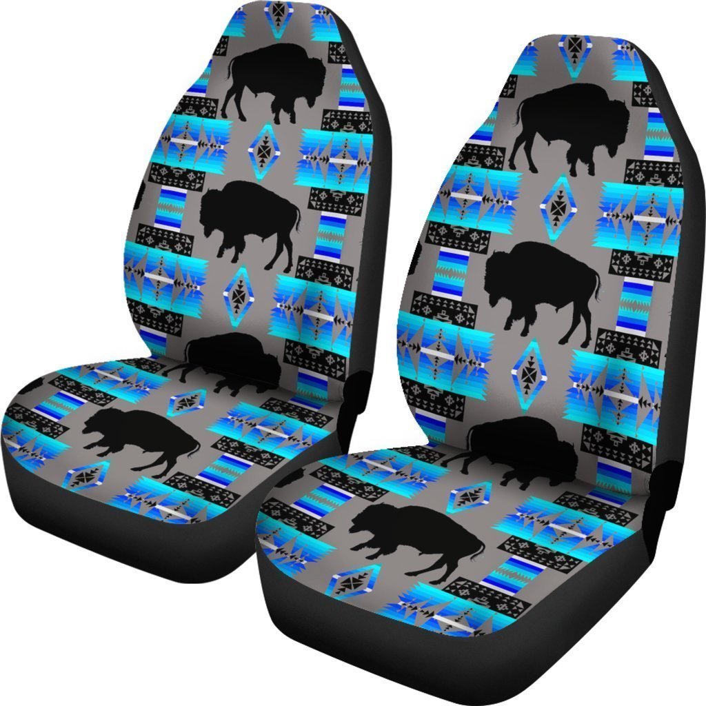 Grey And Blue Native Buffalo Universal Fit Car Seat Covers/ Buffalo Seat Cover For Auto
