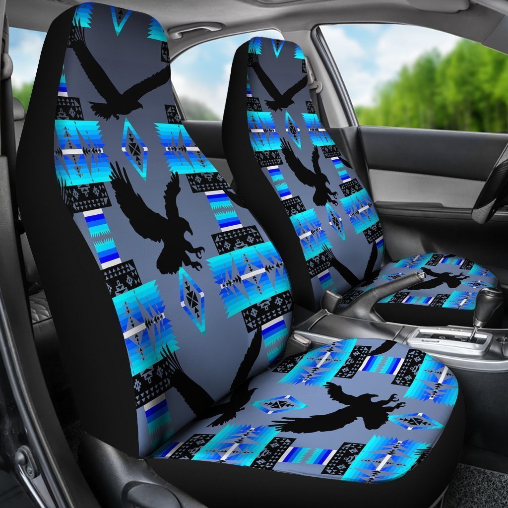Grey And Blue Native Eagle Universal Fit Car Seat Covers