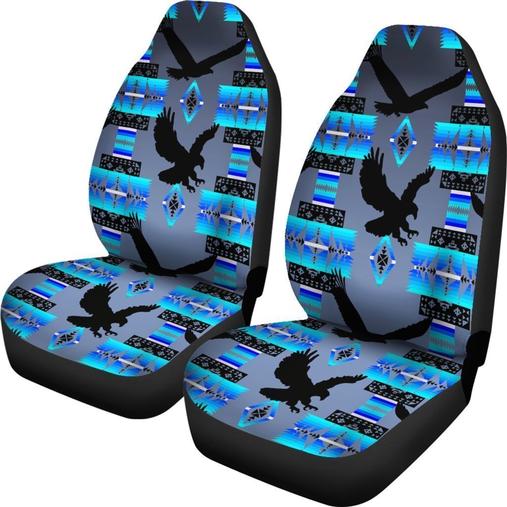 Grey And Blue Native Eagle Universal Fit Car Seat Covers