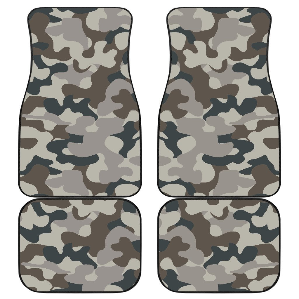 Grey And Brown Camouflage Print Front And Back Car Floor Mats/ Front Car Mat
