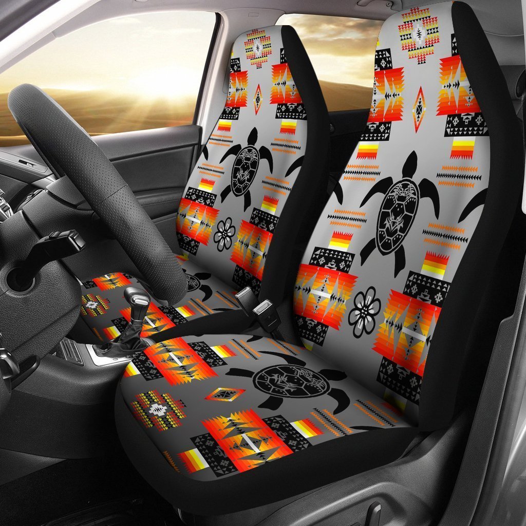Turtle All Over Printed Seat Cover For Car/ Grey And Orange Native Turtle Universal Fit Car Seat Covers