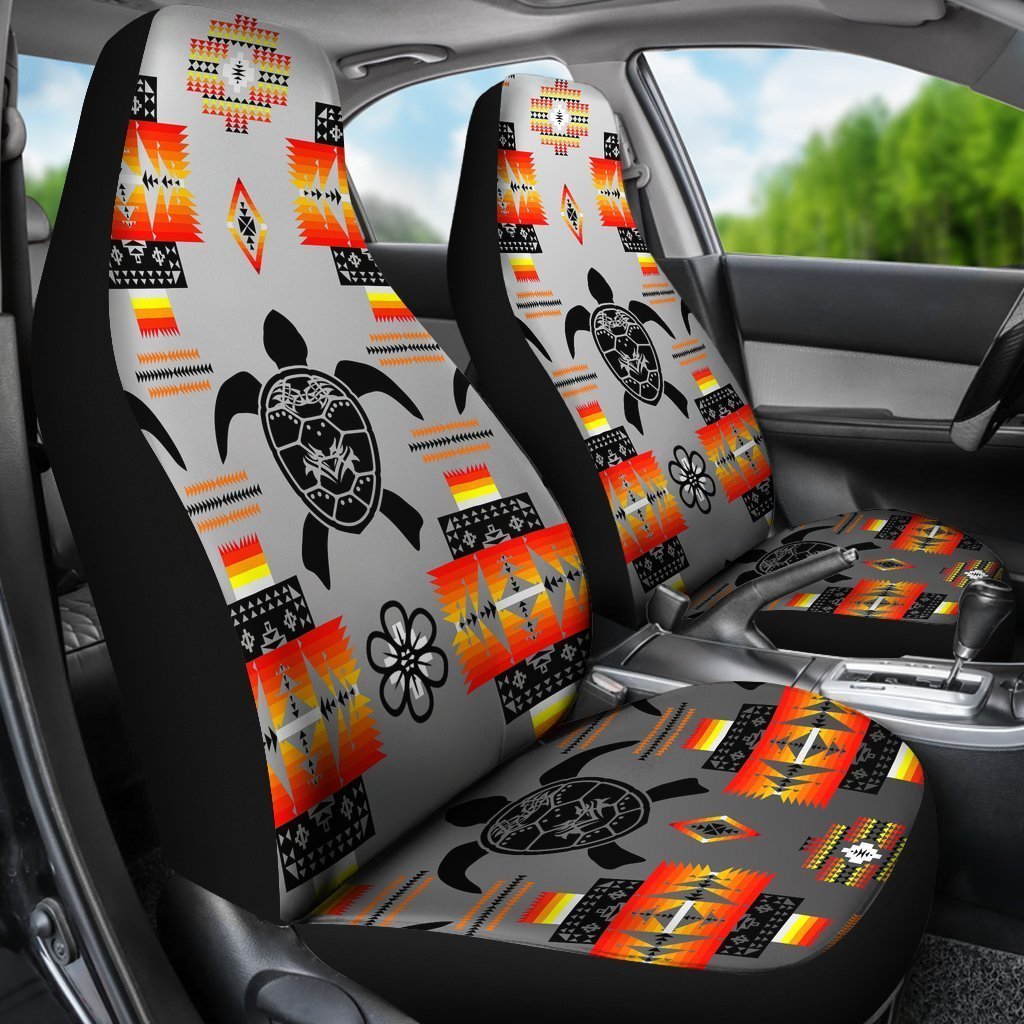 Turtle All Over Printed Seat Cover For Car/ Grey And Orange Native Turtle Universal Fit Car Seat Covers