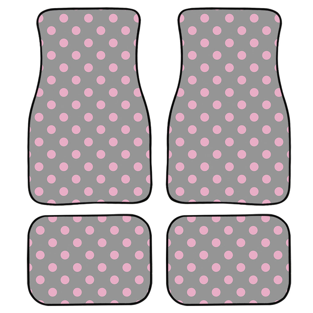 Grey And Pink Polka Dot Pattern Print Front And Back Car Floor Mats/ Front Car Mat