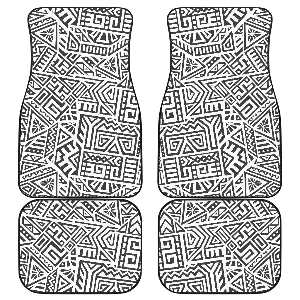 Grey And White Aztec Pattern Print Front And Back Car Floor Mats/ Front Car Mat