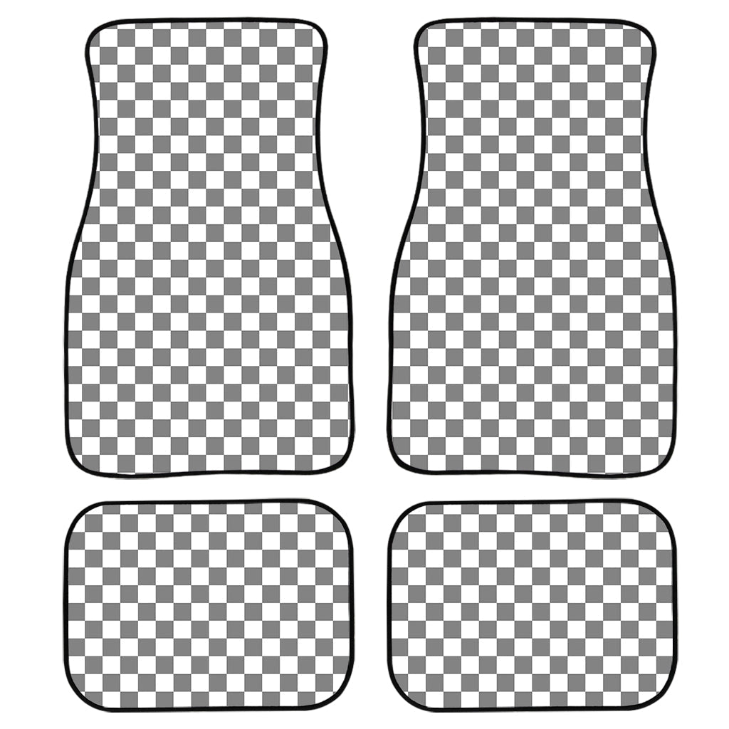 Grey And White Checkered Pattern Print Front And Back Car Floor Mats/ Front Car Mat