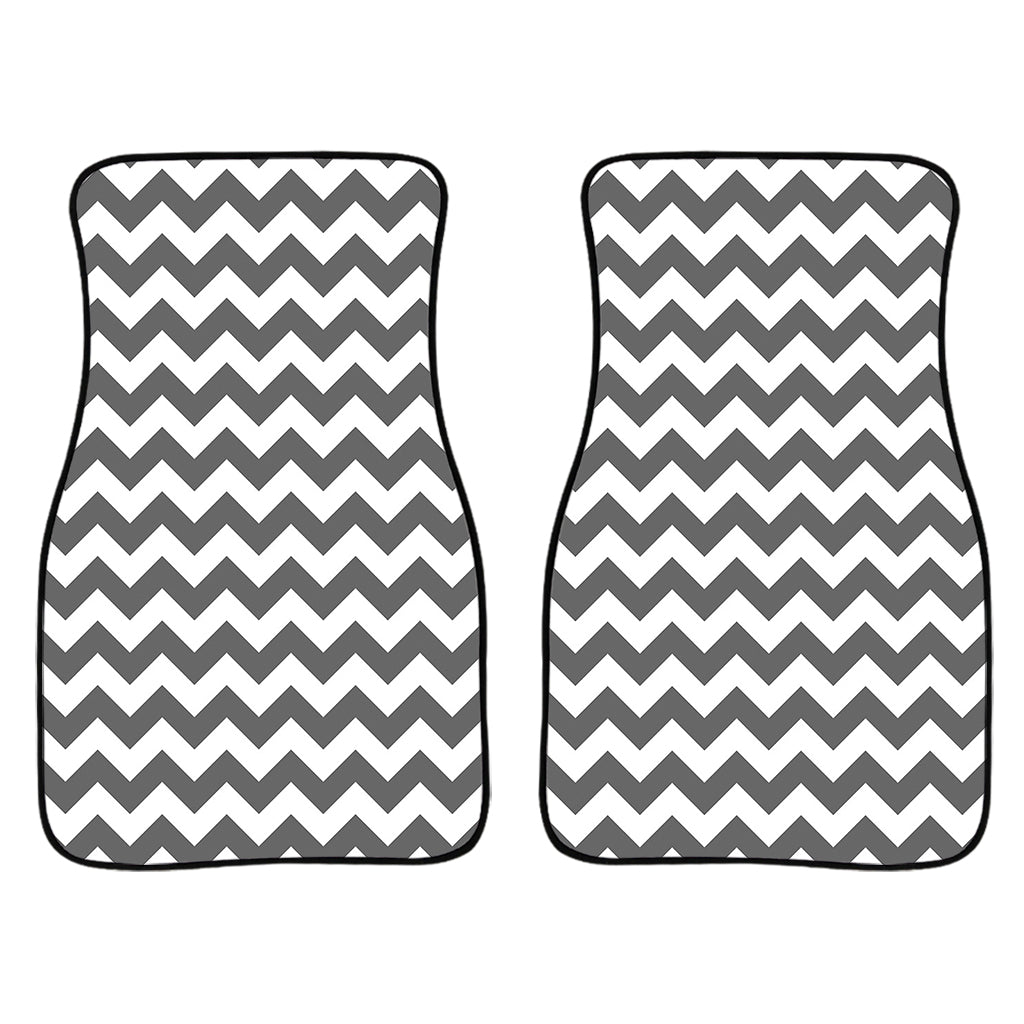 Grey And White Chevron Pattern Print Front And Back Car Floor Mats/ Front Car Mat