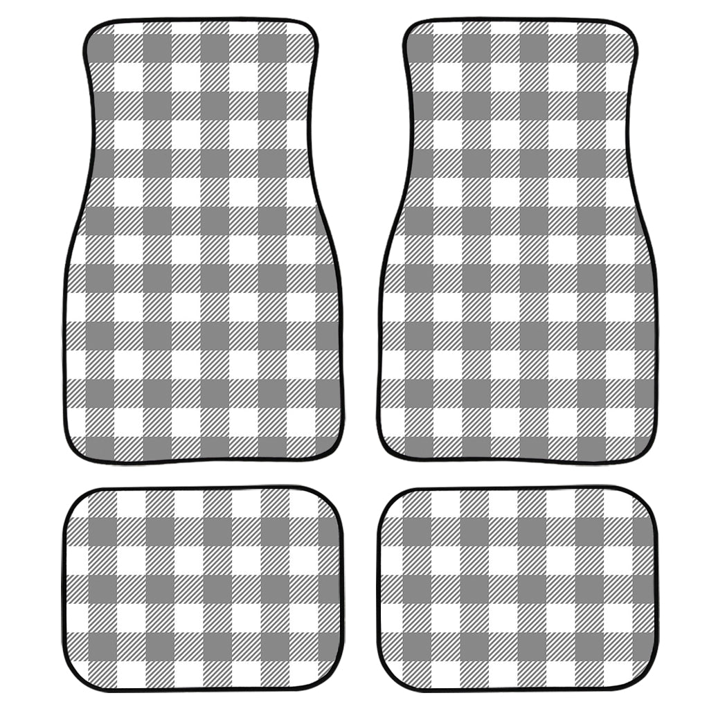 Grey And White Gingham Pattern Print Front And Back Car Floor Mats/ Front Car Mat