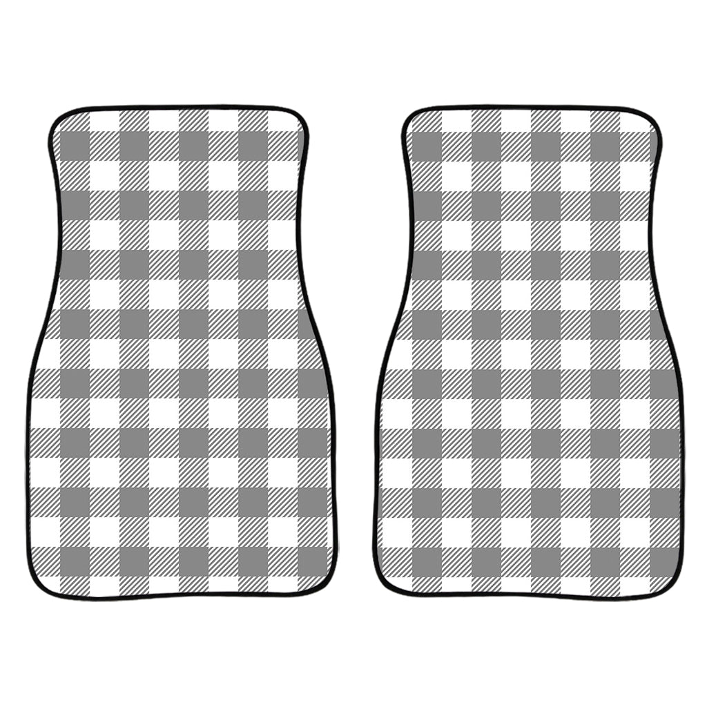 Grey And White Gingham Pattern Print Front And Back Car Floor Mats/ Front Car Mat