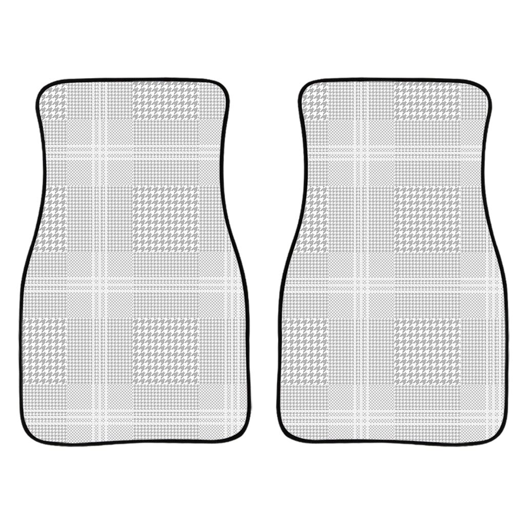 Grey And White Glen Plaid Print Front And Back Car Floor Mats/ Front Car Mat