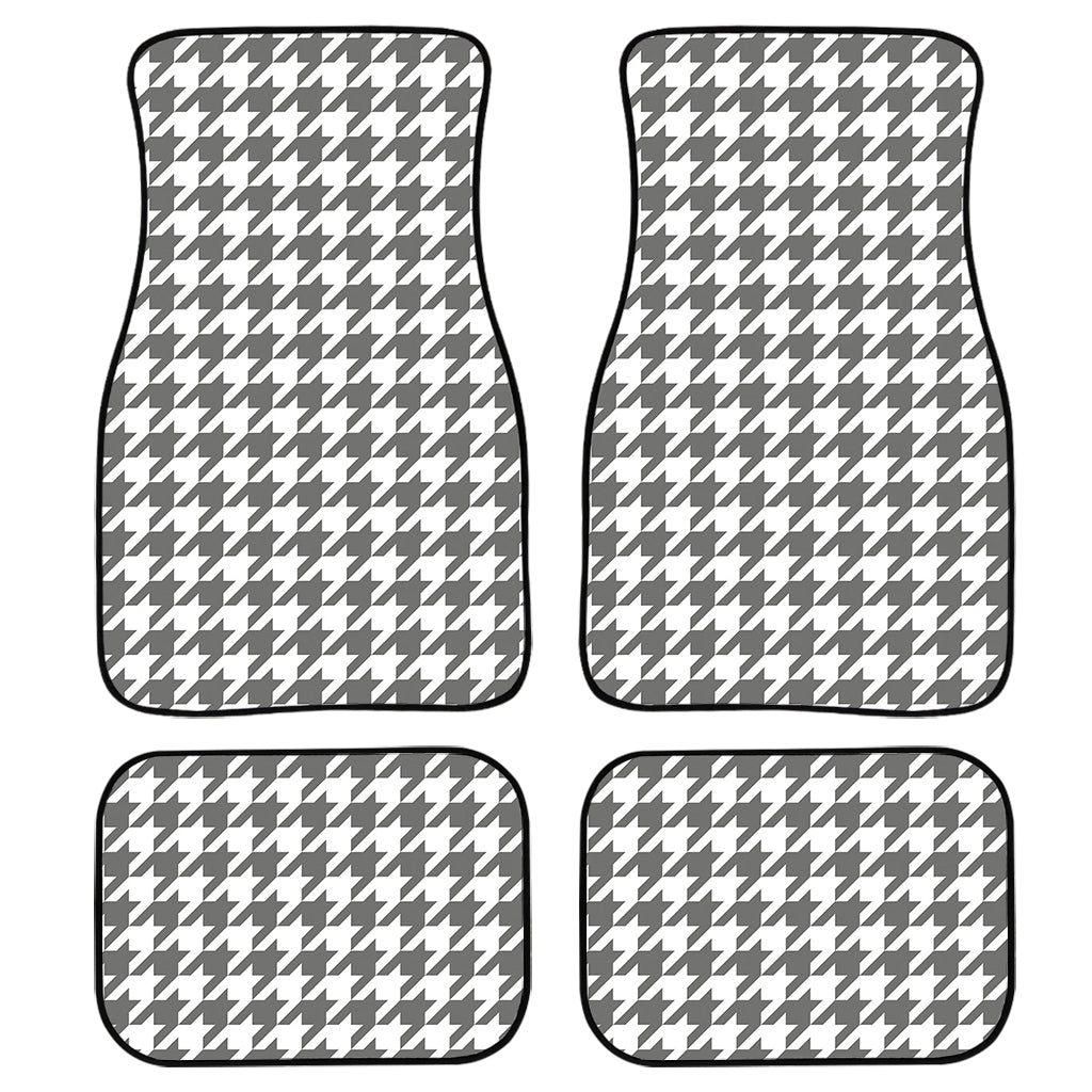 Grey And White Houndstooth Pattern Print Front And Back Car Floor Mats/ Front Car Mat