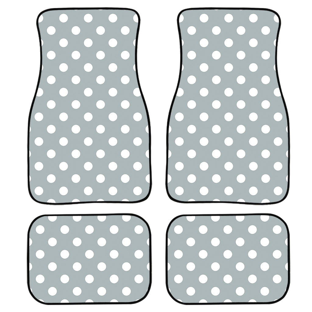 Grey And White Polka Dot Pattern Print Front And Back Car Floor Mats/ Front Car Mat