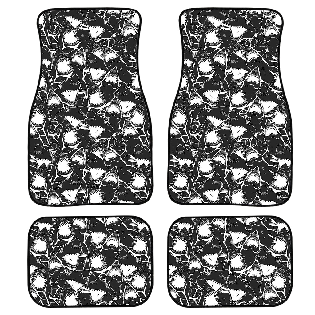 Grey And White Shark Pattern Print Front And Back Car Floor Mats/ Front Car Mat