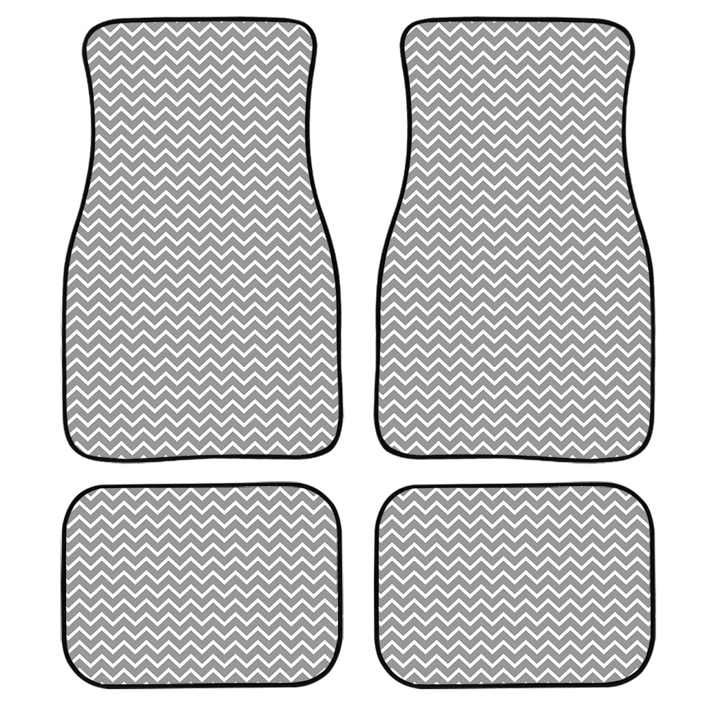 Grey And White Zigzag Pattern Print Front And Back Car Floor Mats/ Front Car Mat