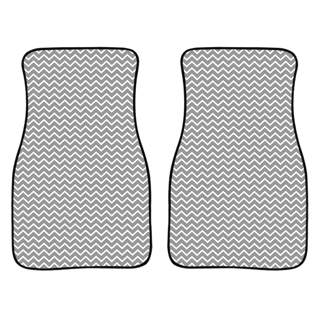 Grey And White Zigzag Pattern Print Front And Back Car Floor Mats/ Front Car Mat