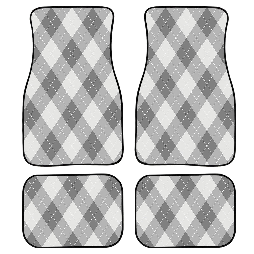 Grey Argyle Pattern Print Front And Back Car Floor Mats/ Front Car Mat