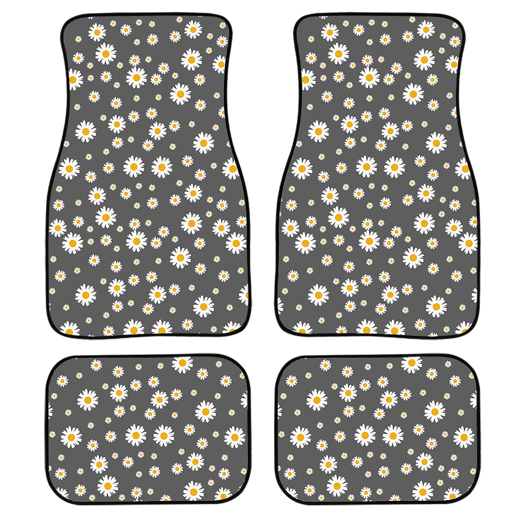 Grey Daisy Floral Pattern Print Front And Back Car Floor Mats/ Front Car Mat
