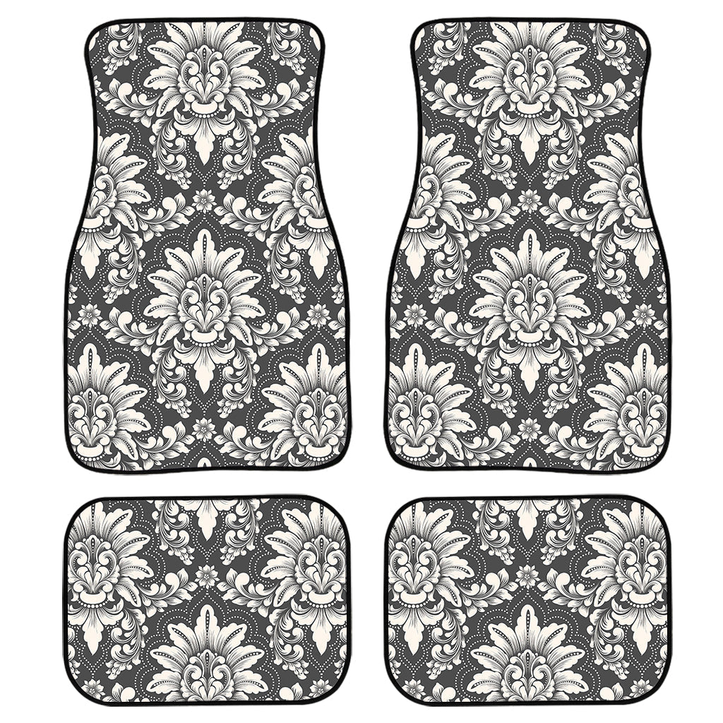 Grey Damask Pattern Print Front And Back Car Floor Mats/ Front Car Mat