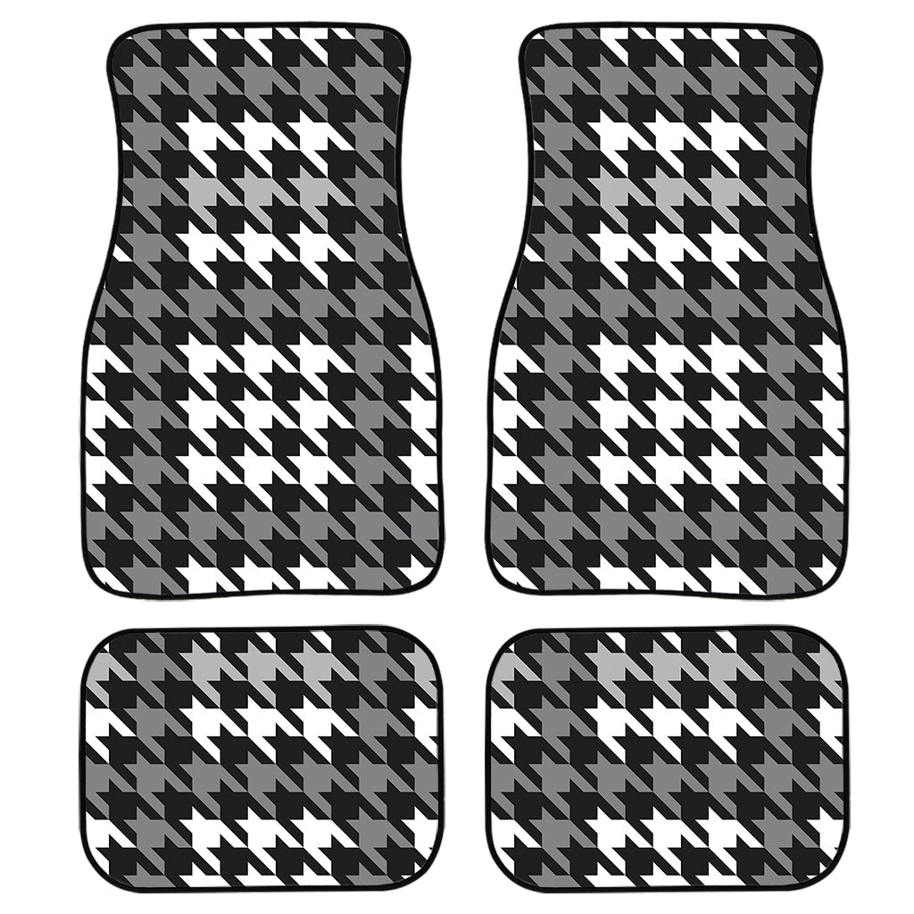 Grey Houndstooth Pattern Print Front And Back Car Floor Mats/ Front Car Mat