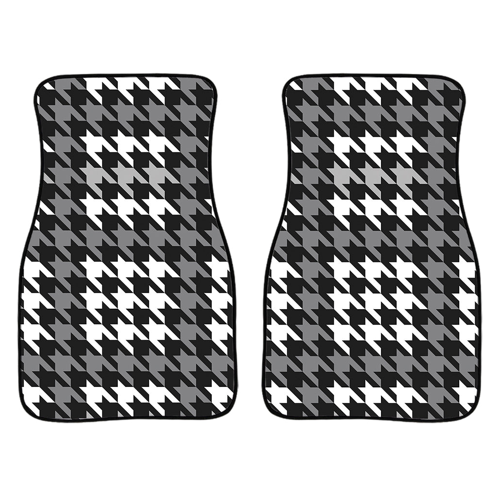 Grey Houndstooth Pattern Print Front And Back Car Floor Mats/ Front Car Mat