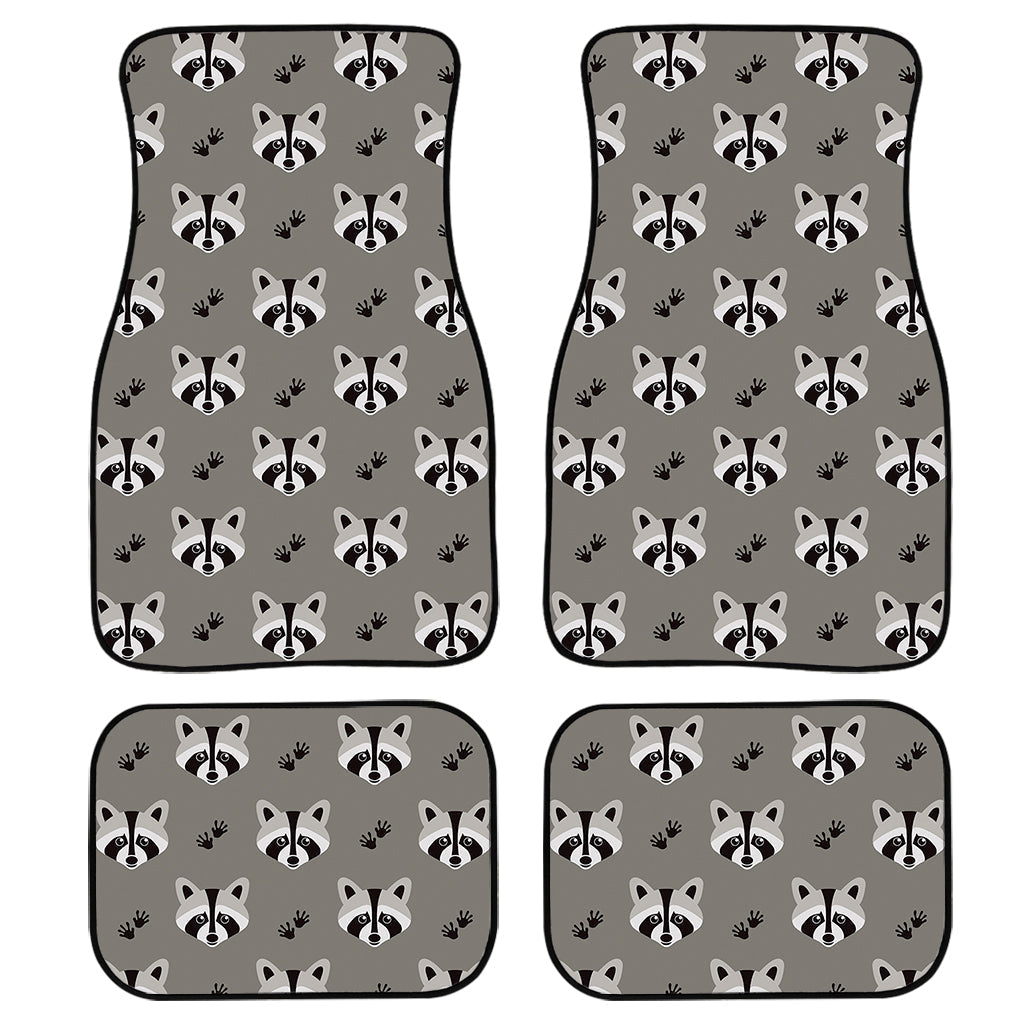 Grey Raccoon Pattern Print Front And Back Car Floor Mats/ Front Car Mat