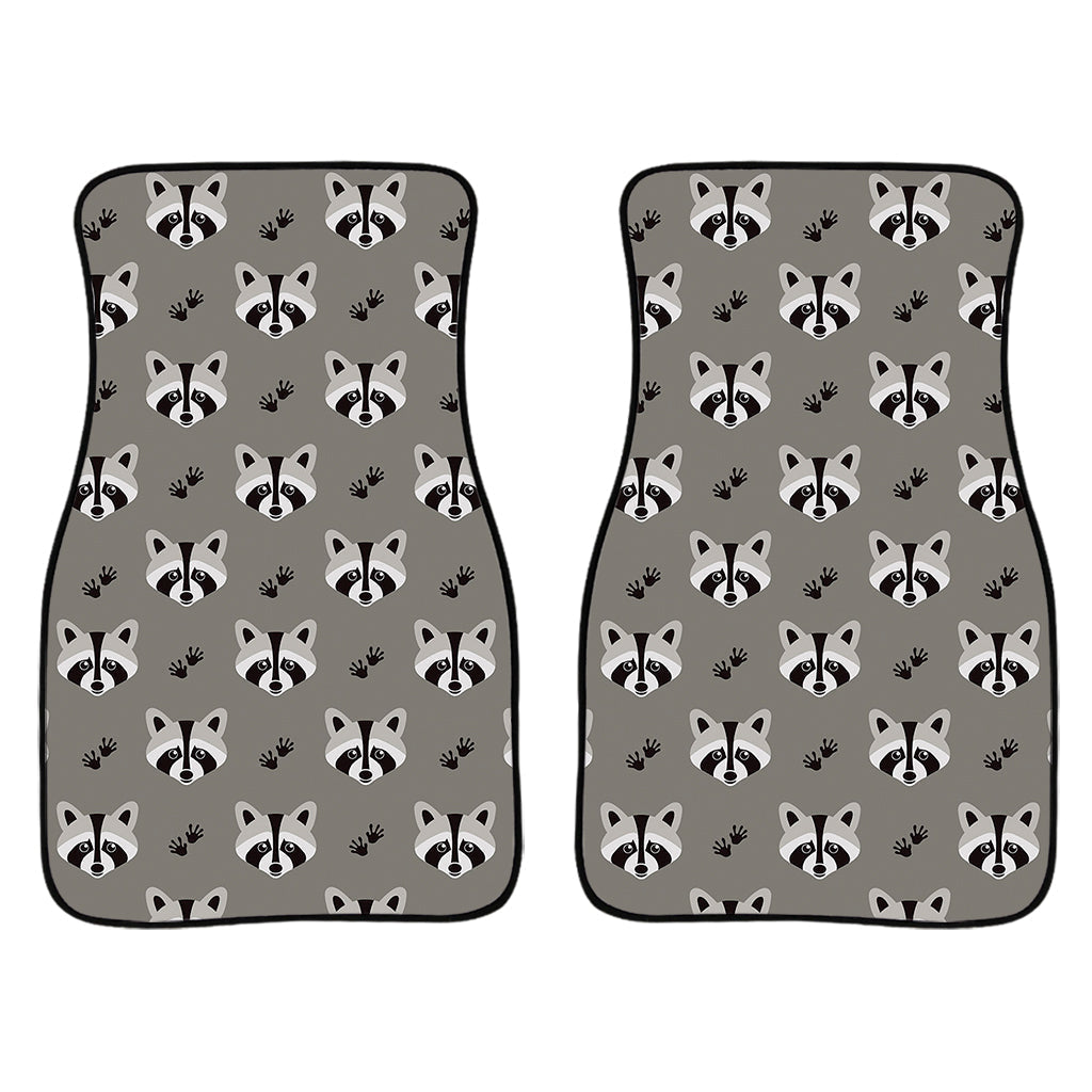 Grey Raccoon Pattern Print Front And Back Car Floor Mats/ Front Car Mat