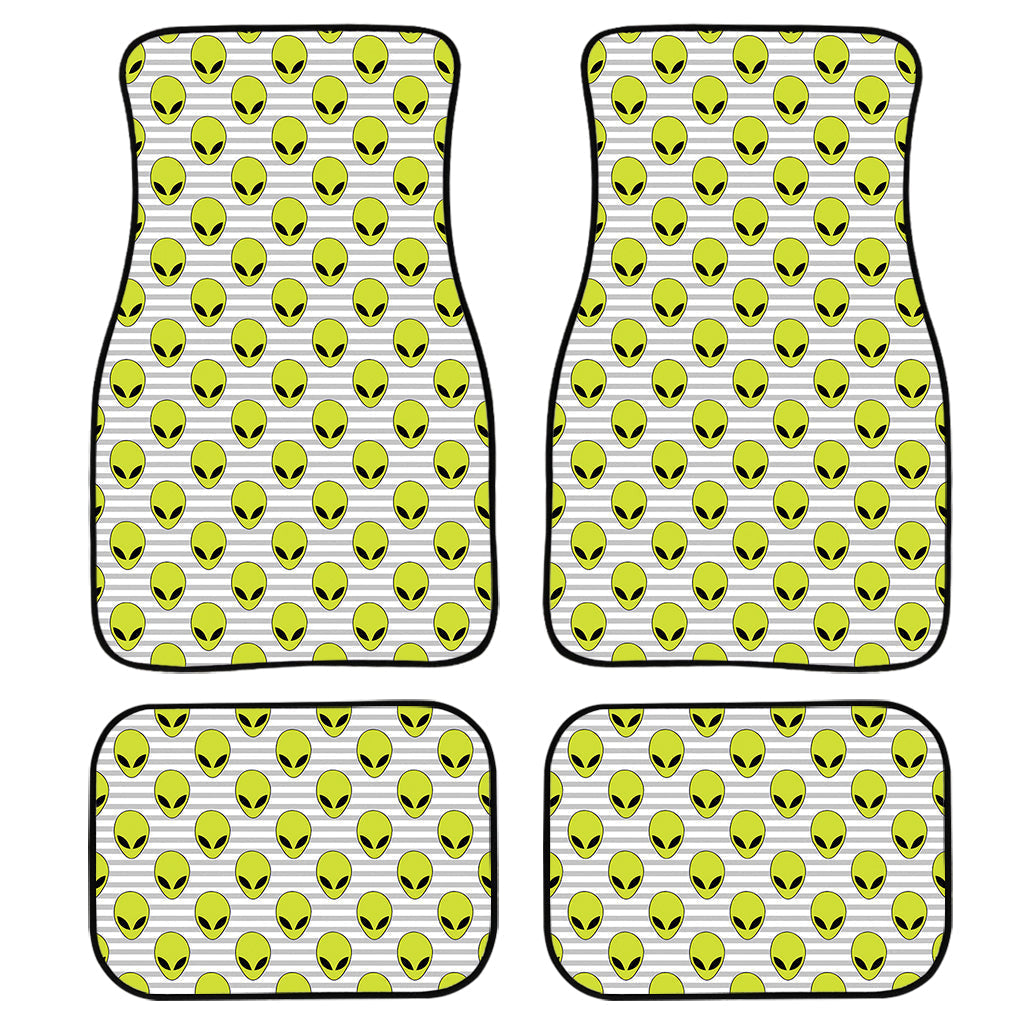 Grey Striped Alien Pattern Print Front And Back Car Floor Mats/ Front Car Mat