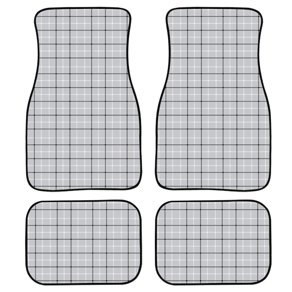 Grey Tattersall Pattern Print Front And Back Car Floor Mats/ Front Car Mat
