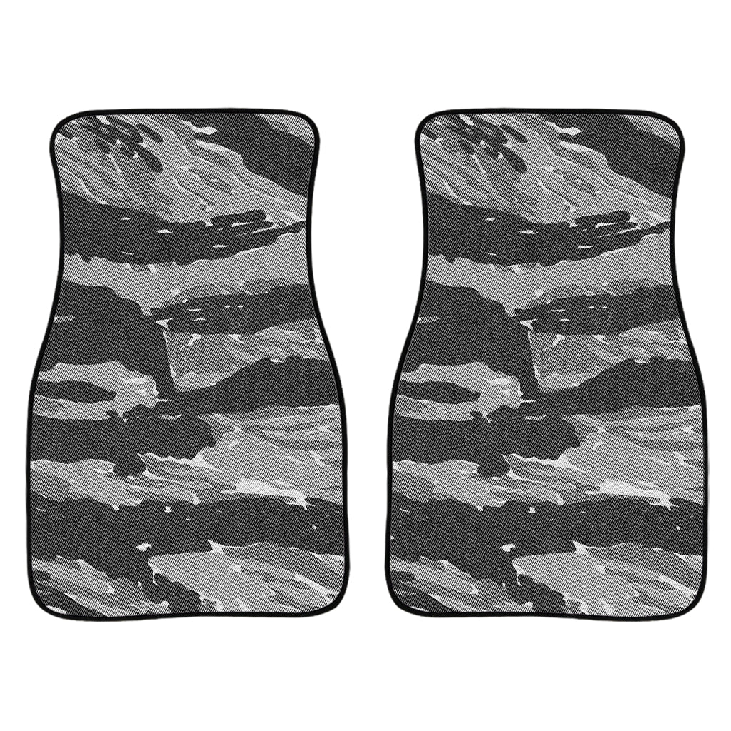 Grey Tiger Stripe Camouflage Print Front And Back Car Floor Mats/ Front Car Mat