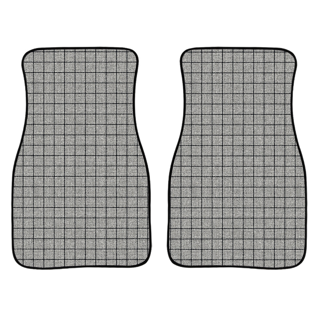 Grey Windowpane Pattern Print Front And Back Car Floor Mats/ Front Car Mat
