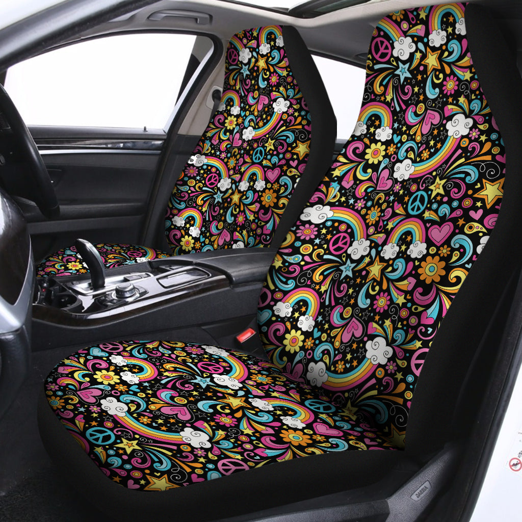Groovy Hippie Peace Pattern Print Universal Fit Car Seat Covers