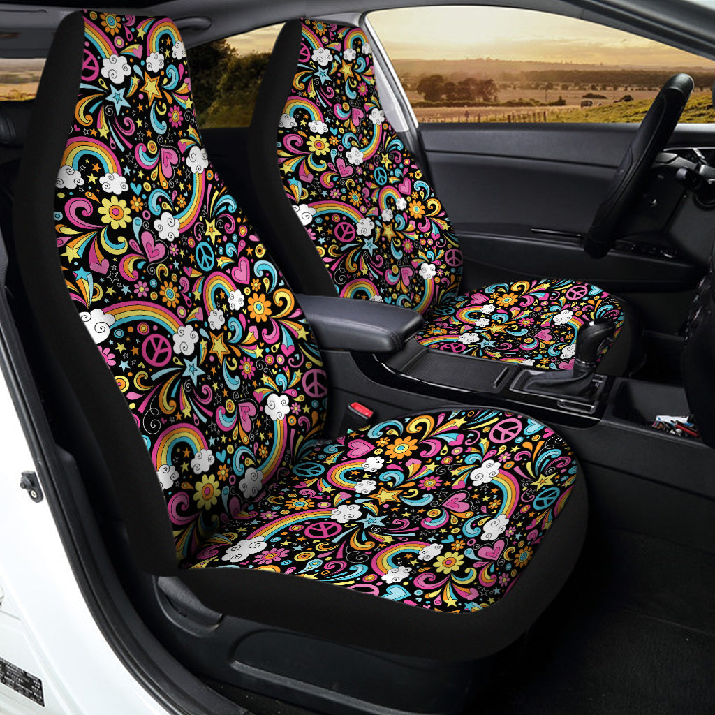 Groovy Hippie Peace Pattern Print Universal Fit Car Seat Covers