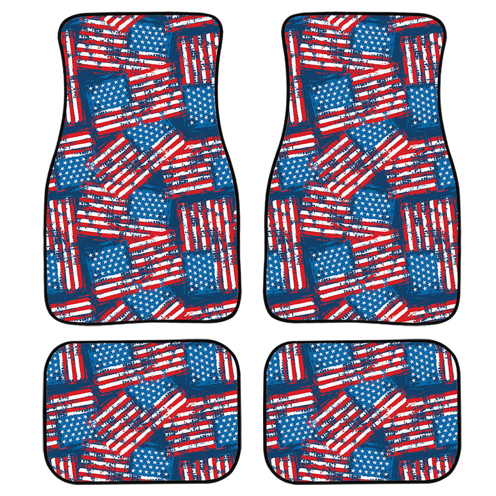 Grunge American Flag Pattern Print Front And Back Car Floor Mats/ Front Car Mat