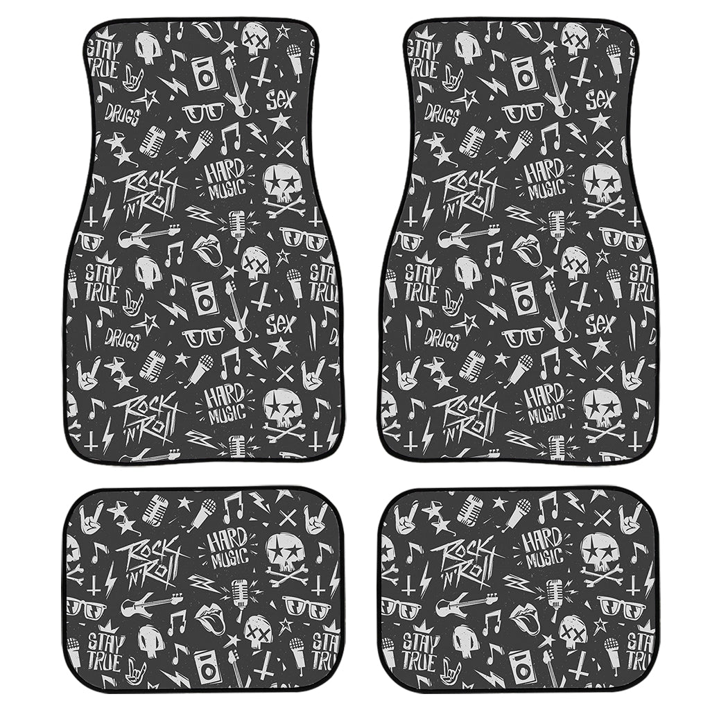 Grunge Rock And Roll Pattern Print Front And Back Car Floor Mats/ Front Car Mat