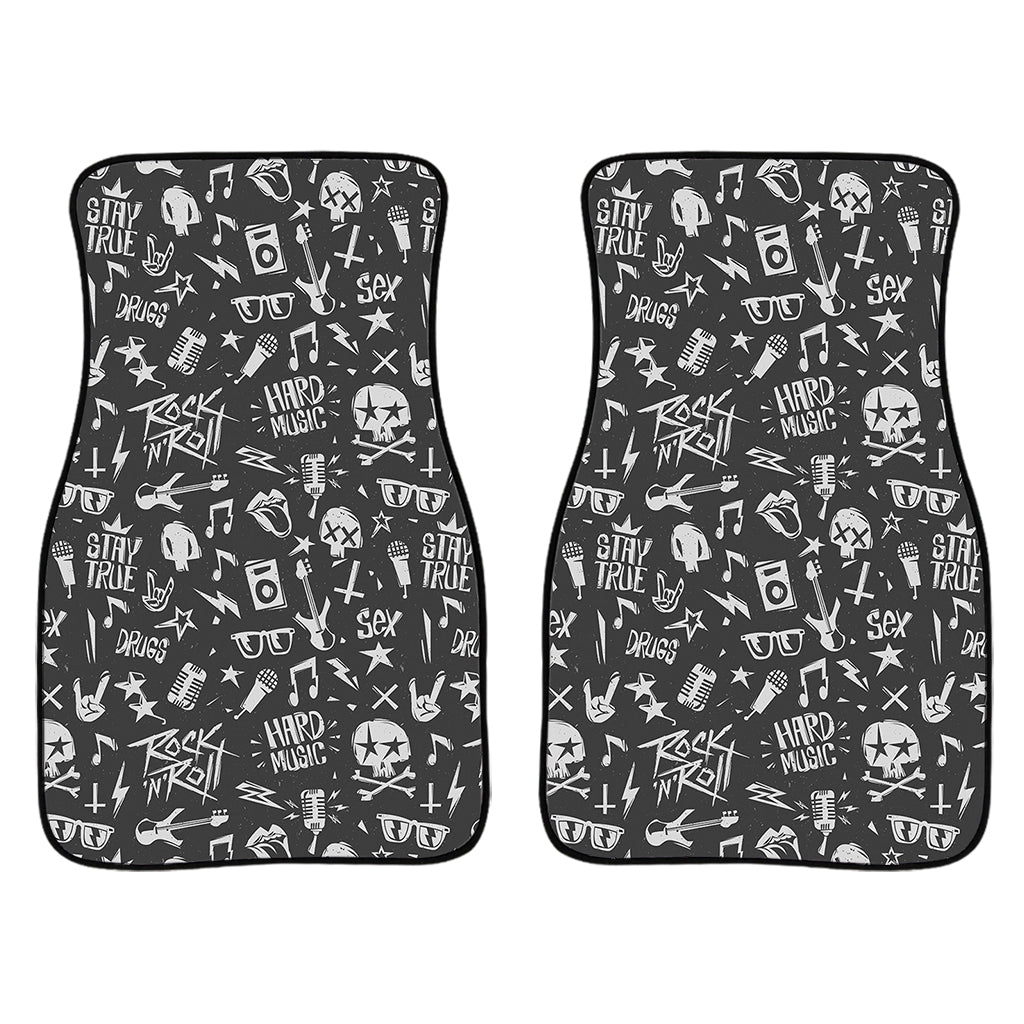 Grunge Rock And Roll Pattern Print Front And Back Car Floor Mats/ Front Car Mat