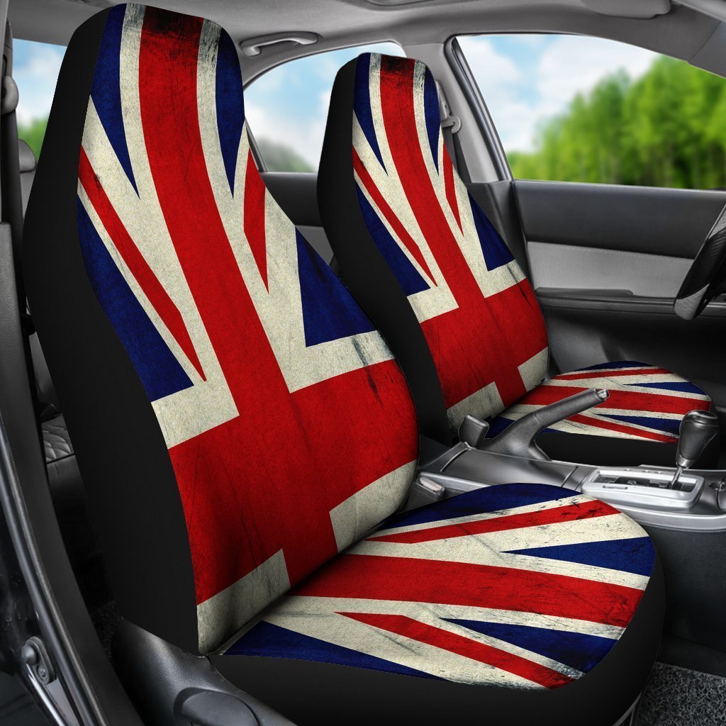 Grunge Union Jack British Flag Print Universal Fit Car Seat Covers
