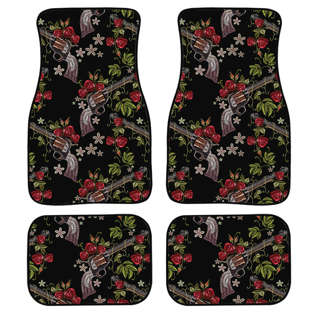 Guns And Flowers Pattern Print Front And Back Car Floor Mats/ Front Car Mat