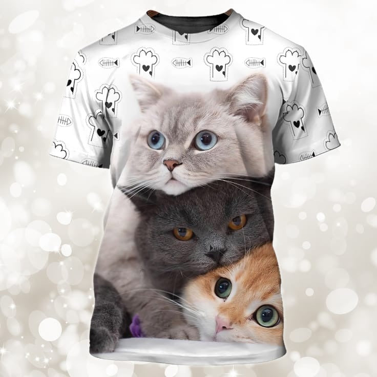 3D All Over Print Love Cat Shirt/ Unisex Cat Tshirt/ Faith Hope Love Cat Shirt