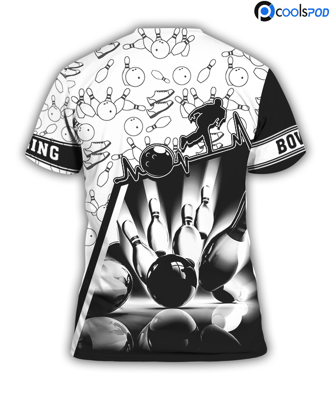 Custom Black Bowling T Shirt 3D Printed For Men Women/ Unisex Bowling Shirts/ Bowling Uniform/ Gift For Bowling Son Dad