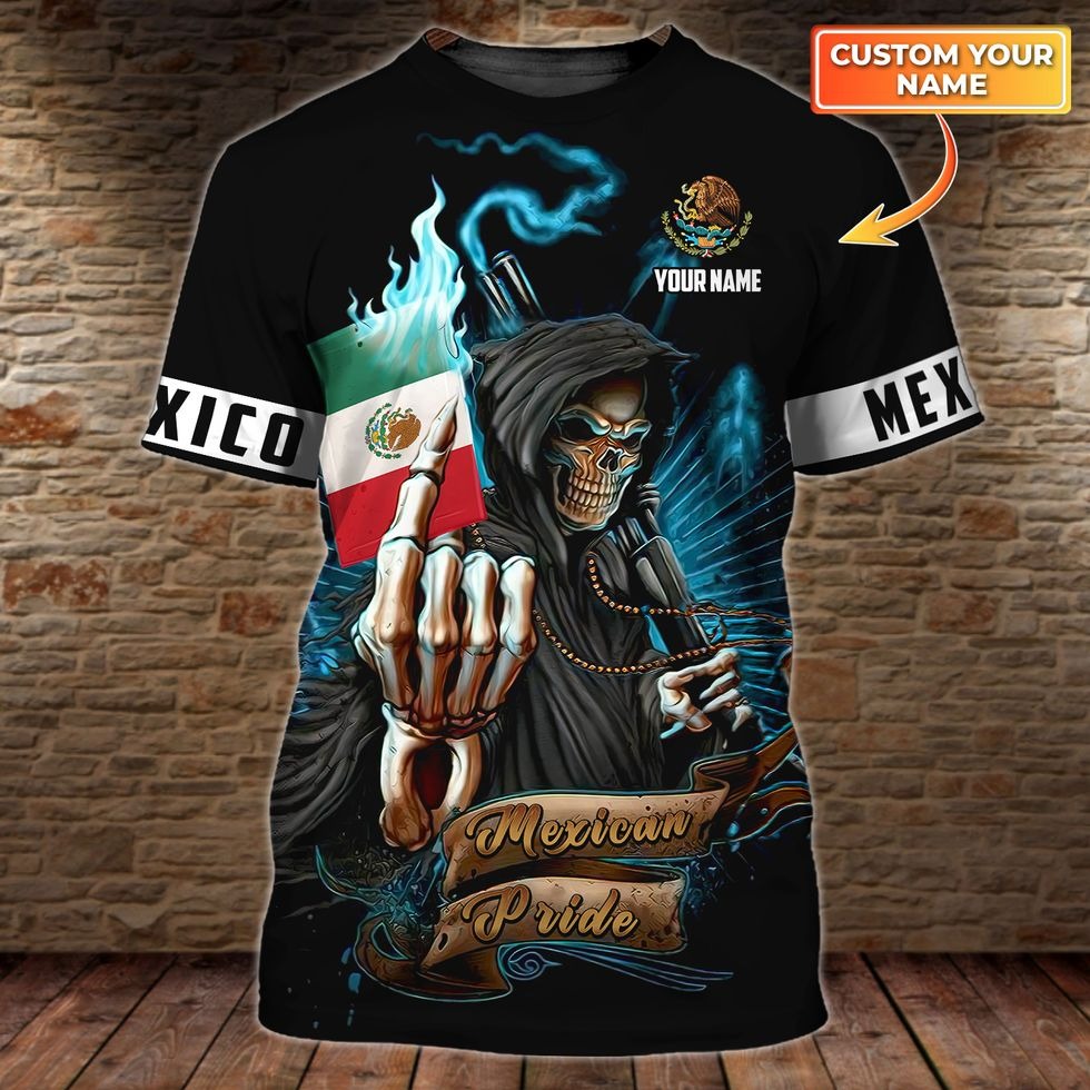 Customized 3D All Over Printed Mexican Pride T Shirt/ Skull Mexican Shirt/ New Mexico Shirt/ Mexican Shirts