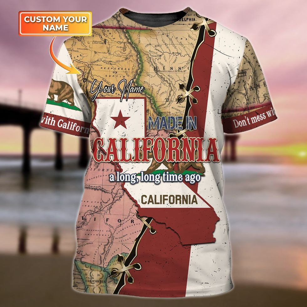 Customized 3D All Over Printed California Tshirt/ California Map Shirts/ California Shirt