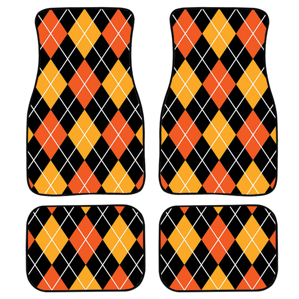 Halloween Black And Orange Argyle Print Front And Back Car Floor Mats/ Front Car Mat