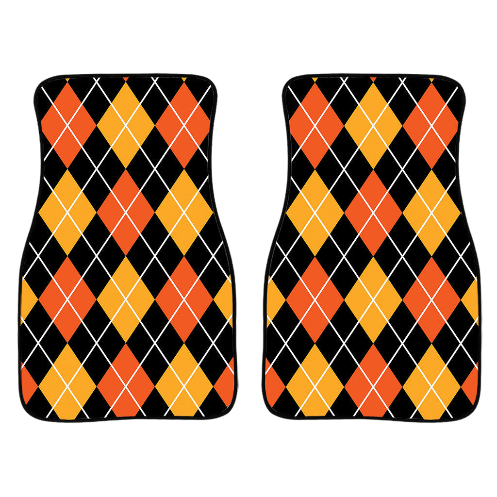Halloween Black And Orange Argyle Print Front And Back Car Floor Mats/ Front Car Mat