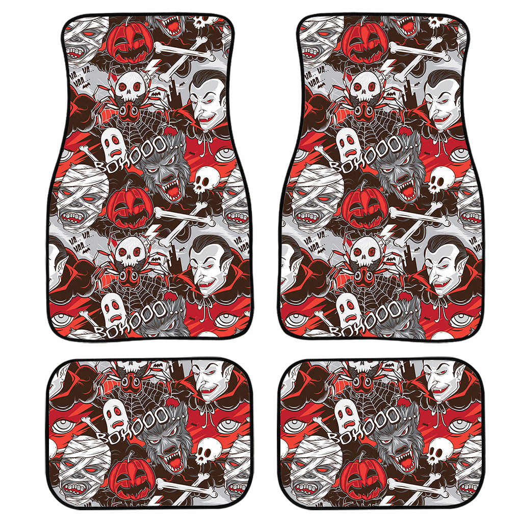 Halloween Monsters Pattern Print Front And Back Car Floor Mats/ Front Car Mat