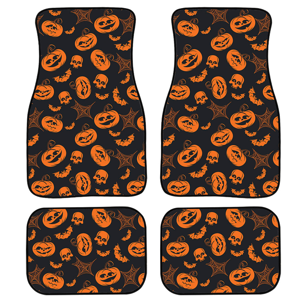 Halloween Pumpkin And Bat Pattern Print Front And Back Car Floor Mats/ Front Car Mat