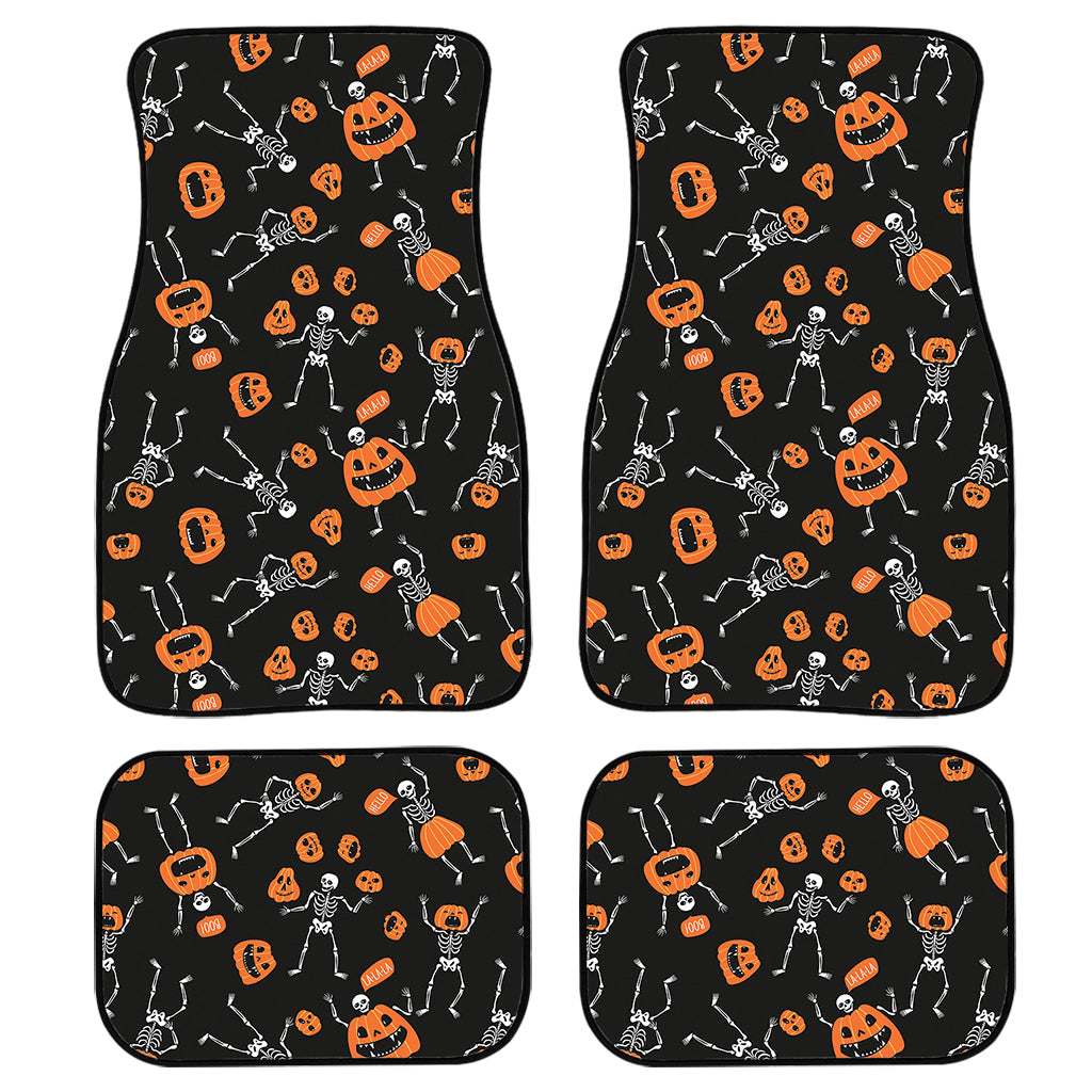 Halloween Skeleton And Pumpkin Print Front And Back Car Floor Mats/ Front Car Mat
