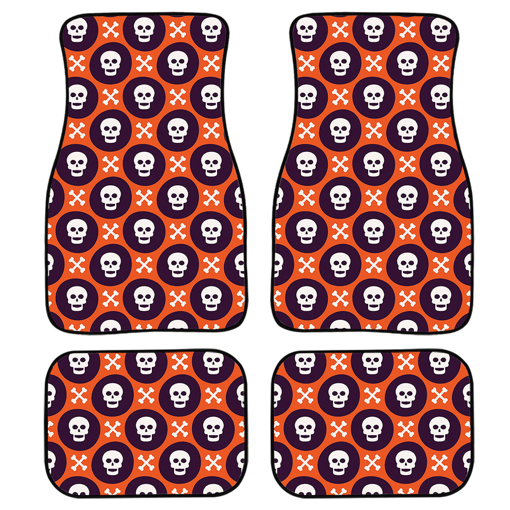 Halloween Skull And Bone Pattern Print Front And Back Car Floor Mats/ Front Car Mat
