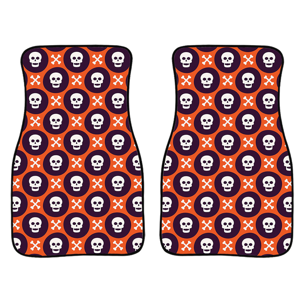 Halloween Skull And Bone Pattern Print Front And Back Car Floor Mats/ Front Car Mat