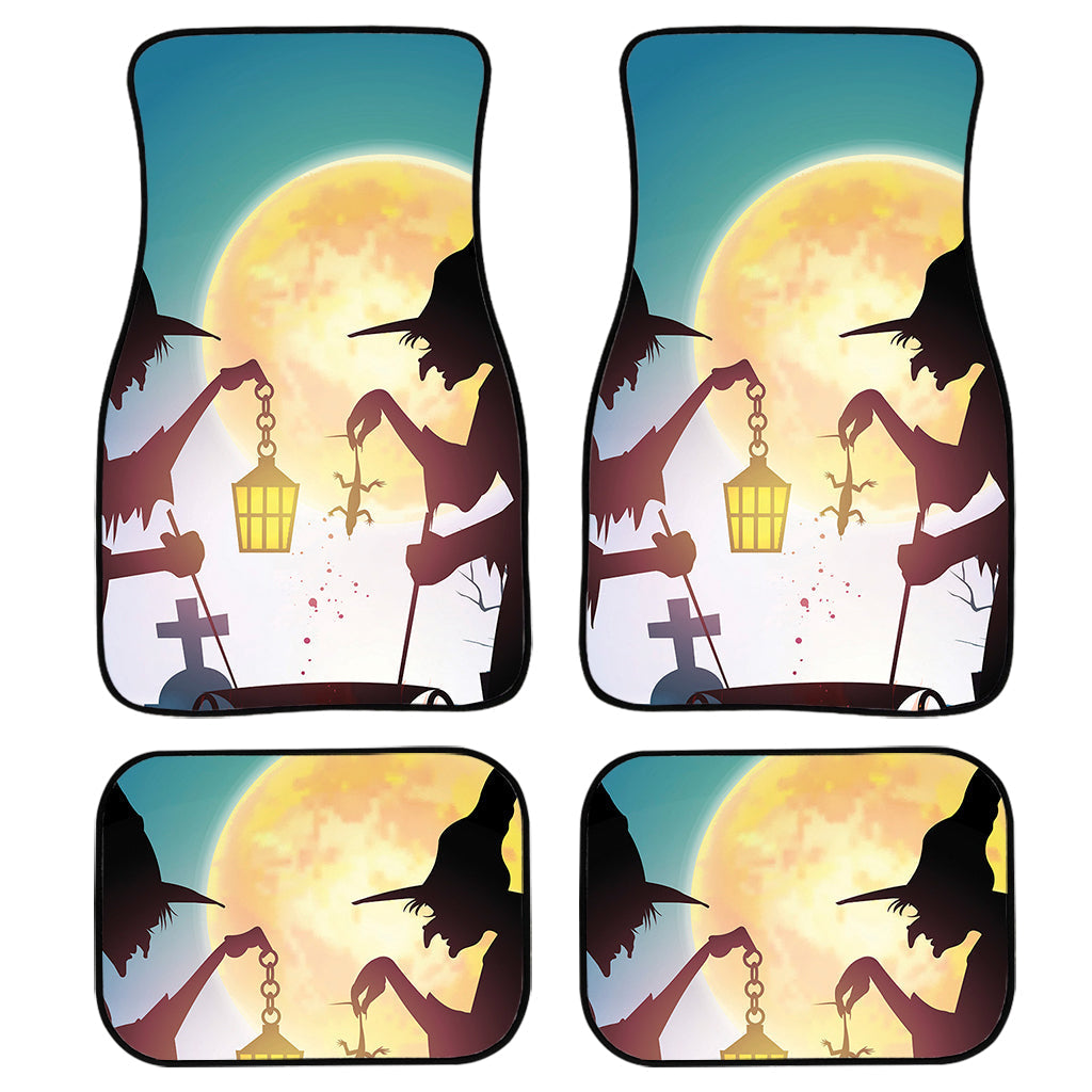 Halloween Witch And Cauldron Print Front And Back Car Floor Mats/ Front Car Mat
